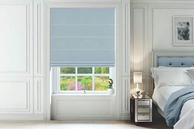 Tuscan Sky Blue - Woven Roman Blind