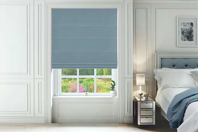 Omni Sky Blue - Velvet Twist Fit No Drill Roman Blind