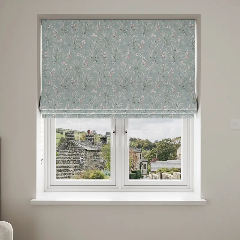 Laura Ashley Mosedale Posy Dark Duck Egg Blue Blinds Uk