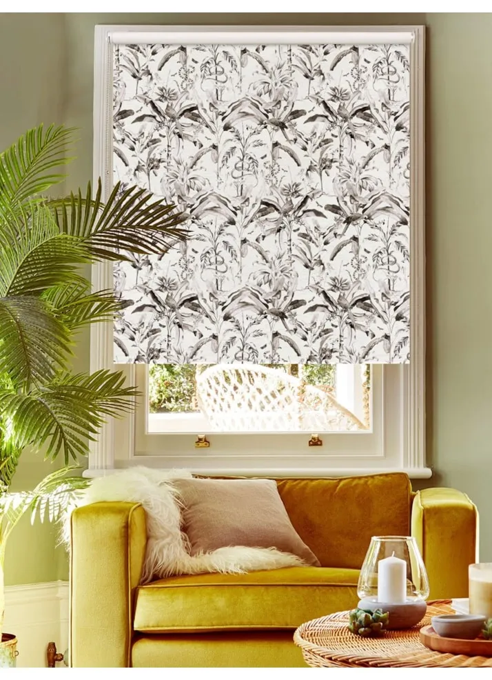 Ecuador Mono On Linen Tropical Blackout Roller Blind