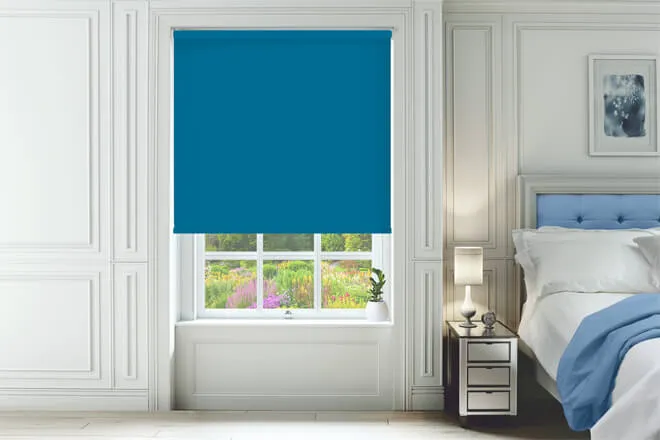 Alpha Blackout Sky Blue - Fire Retardant Moisture Resistant Blackout Roller Blind