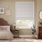 Floral Trellis Pom-pom Blue & Red Roman Blind