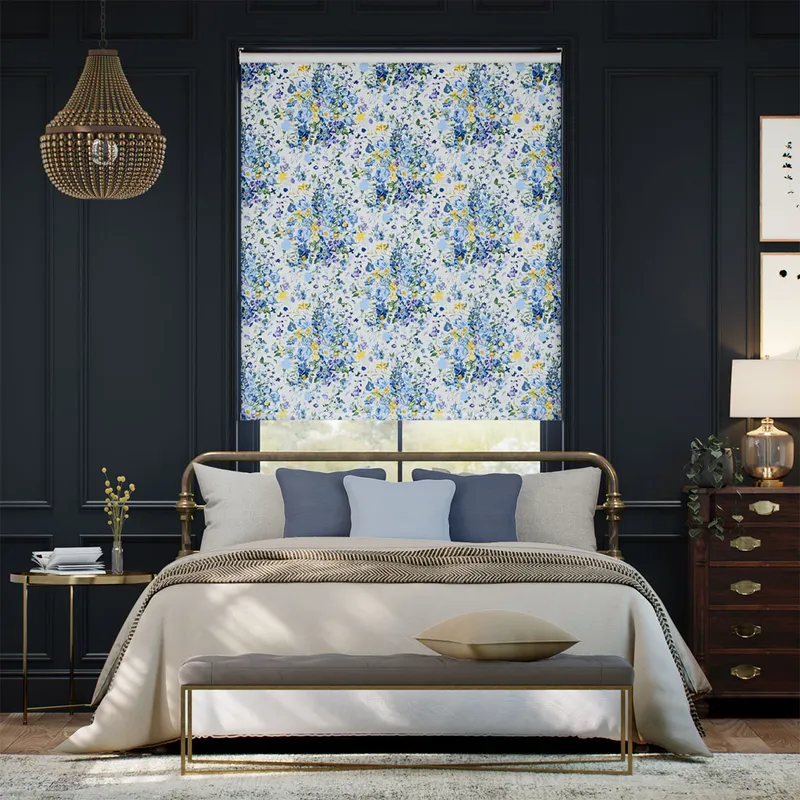 Twist2go Bouquet Parade Faux Silk Blue Roller Blind