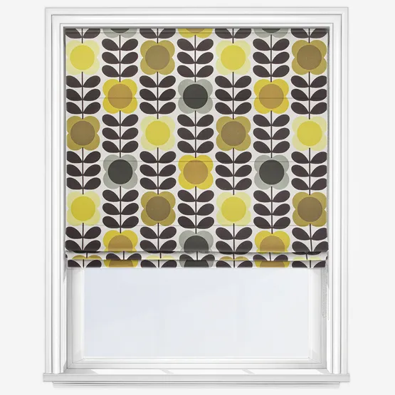 Orla Kiely Spot Flower Stem Yellow And Grey Roman Blind