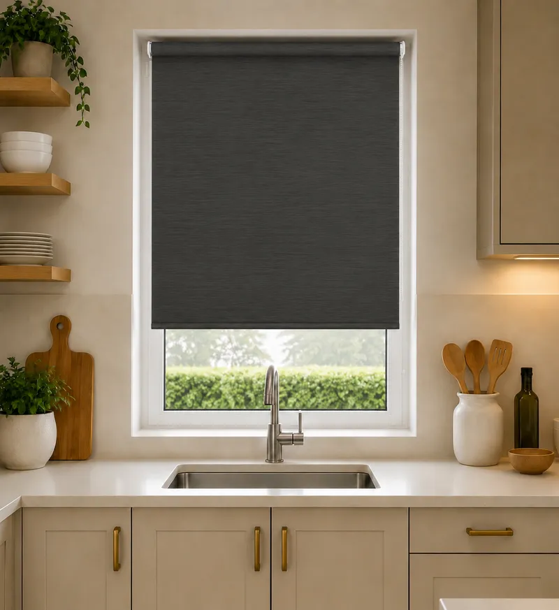 Plaza Graphite - Pvc Blackout Waterproof Roller Blind