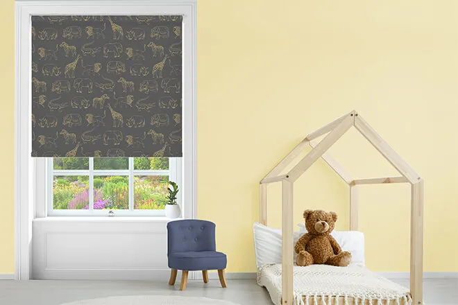 Safari Midnight - Children's Blackout Roller Blind