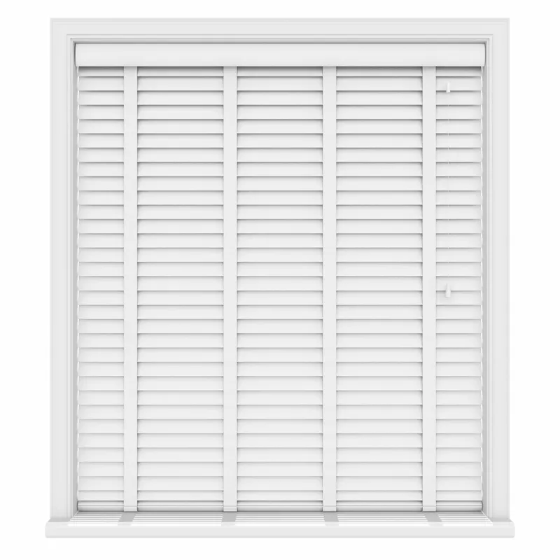 True White Luxury Ecowood Motorised Uk - Wooden Blinds
