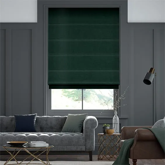 Velvet Forest Green Roman Blind