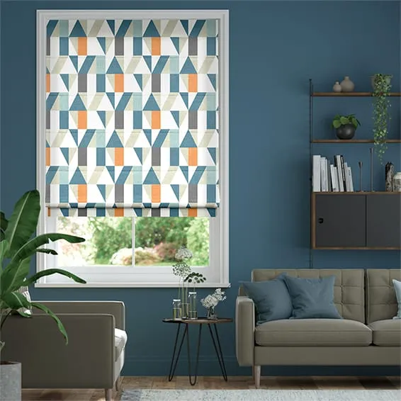 Nuevo Blocks Sapphire Roman Blind