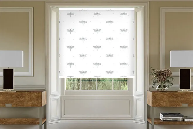 Sara Miller Dragonfly White - Designer Roller Blind
