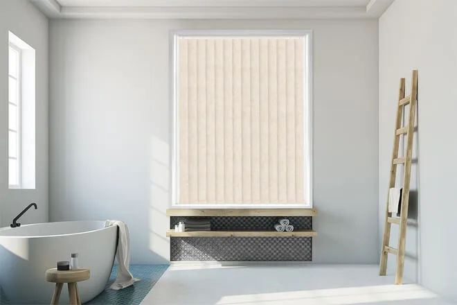 Beauty Ivory - Leaf Pattern Waterproof Blackout Vertical Blind