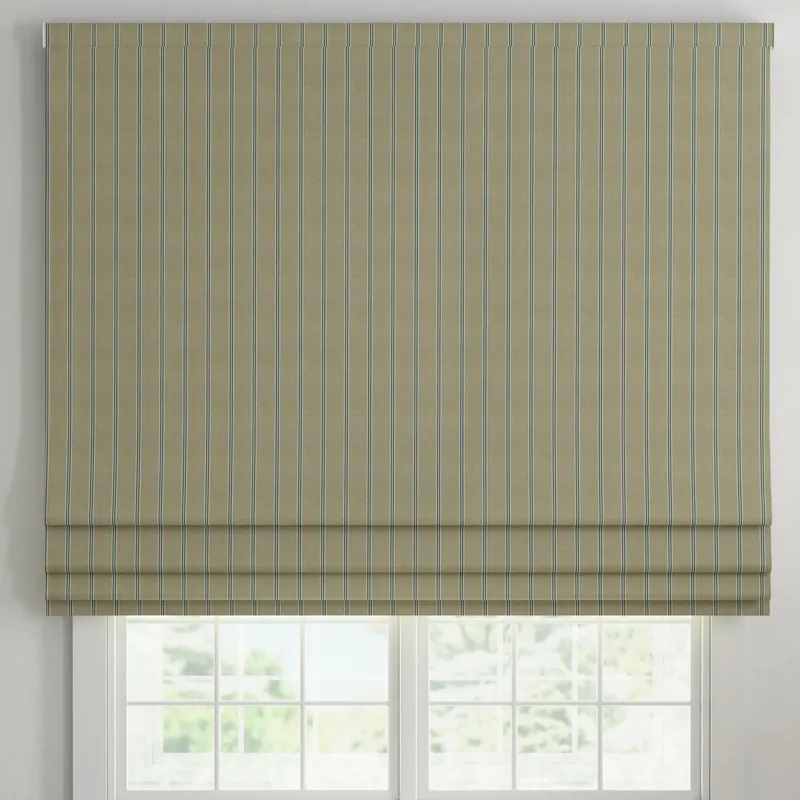 Ante Decor Latham Printed Cotton Stripe Made To Measure Roman Blind Blue