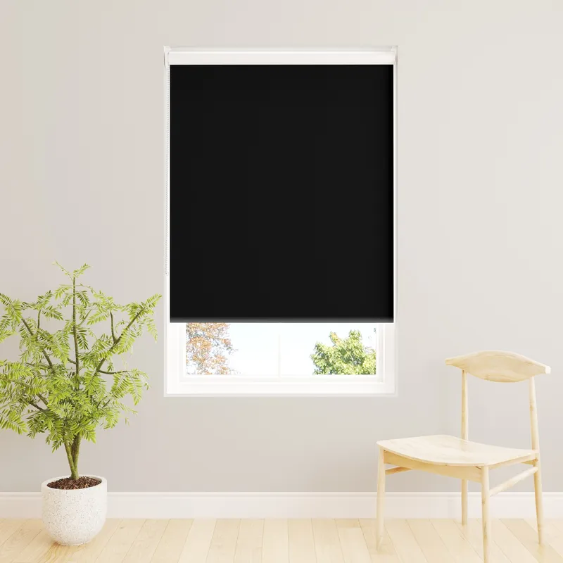 Jet Black Blackout Roller Blinds