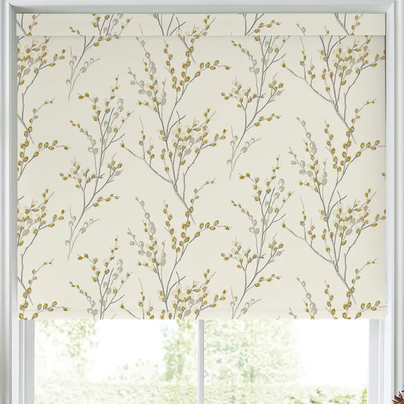 Laura Ashley Pussy Willow Made To Measure Blackout Roller Blind Ochre Yellow