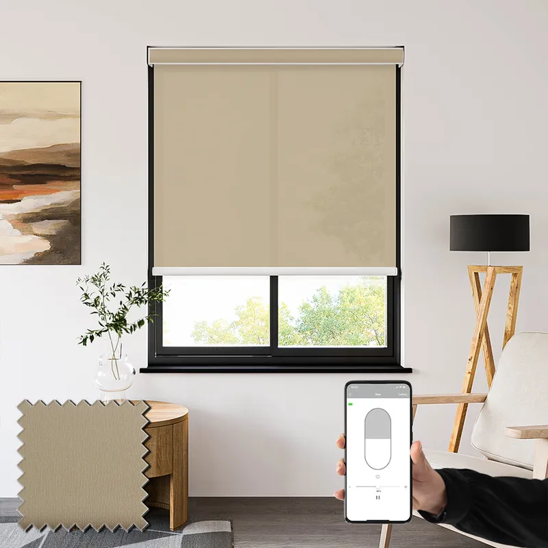Seclusion Cream Battery Powered Electric Roller Blinds