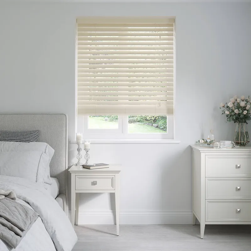 Lunar Fine Grain Barley Cream Faux Wooden Blinds 50mm