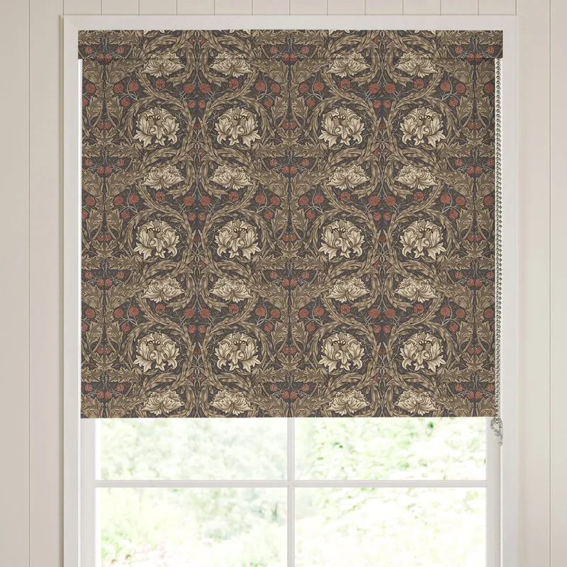 William Morris African Marigold Translucent Made To Measure Roller Blind Walnut