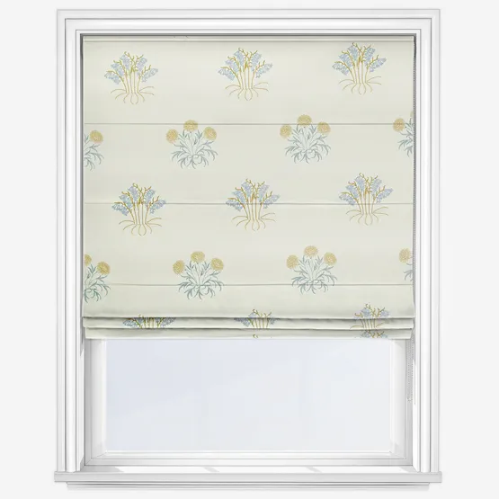 William Morris At Home Lily Flower Embroidery Woad Roman Blind