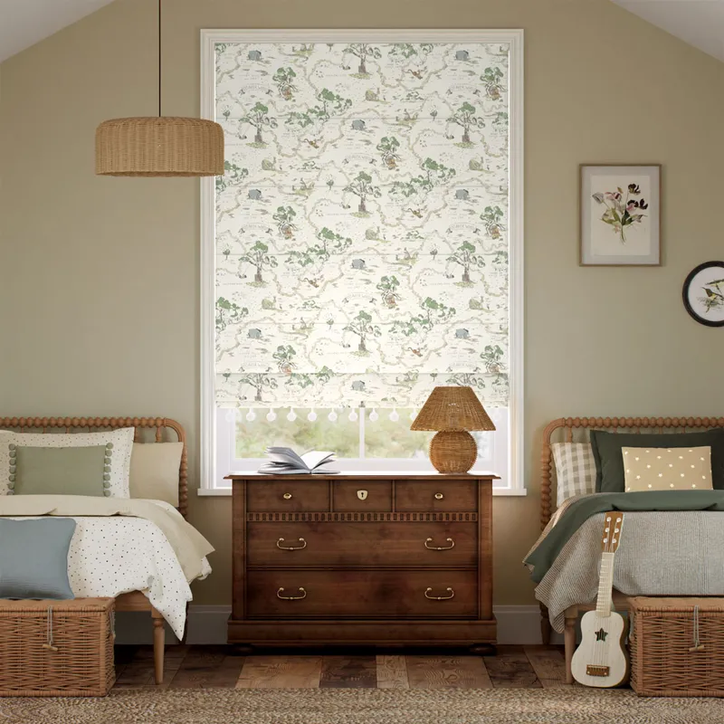 Hundred Acre Wood Pom Pom Neutral Roman Blind