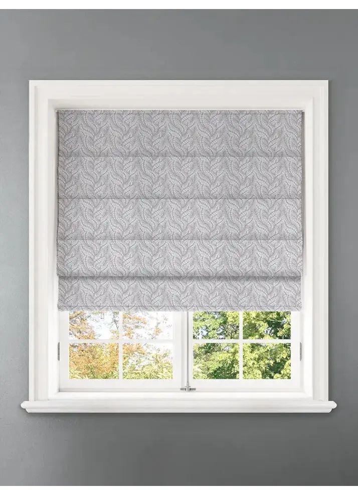 Embroidered Buds Natural Leaf Pattern Roman Blind