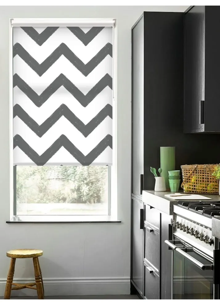 Chevron Dark Grey Roller Blind