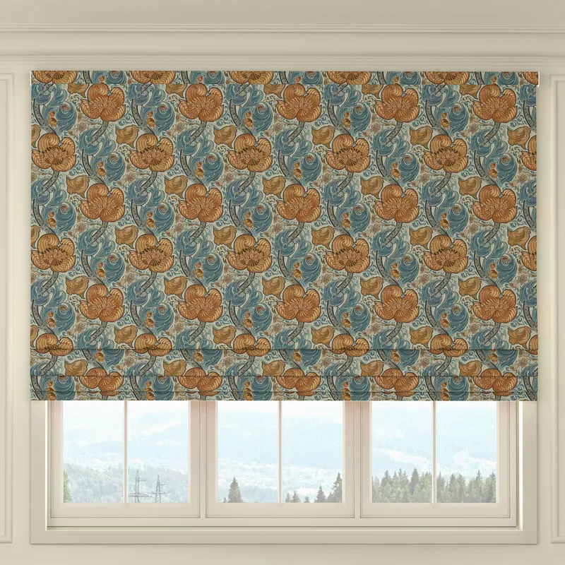House Llewelyn-bowen Down The Dilly Printed Velvet Made To Measure Roman Blind Cerulean