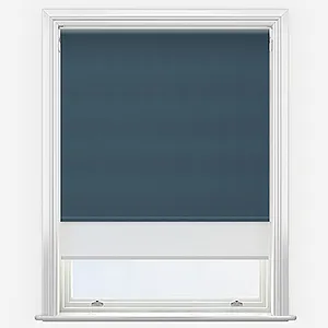 Supreme Blackout Prussian Blue & White Double Roller Blind