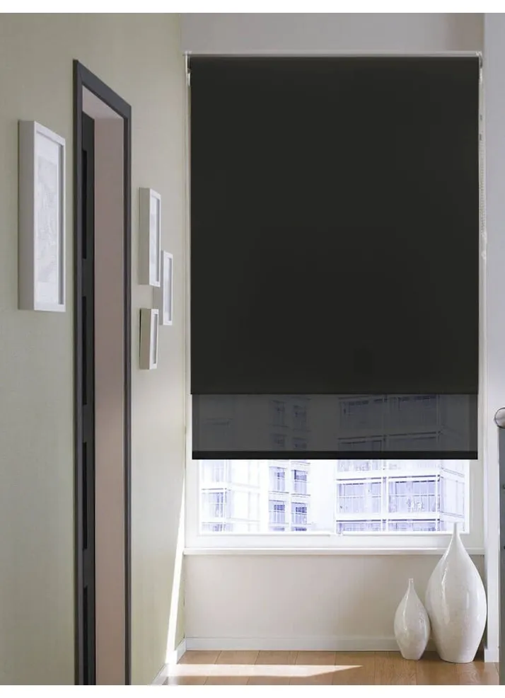 Blackout Black And Sheer Black Double Roller Blind