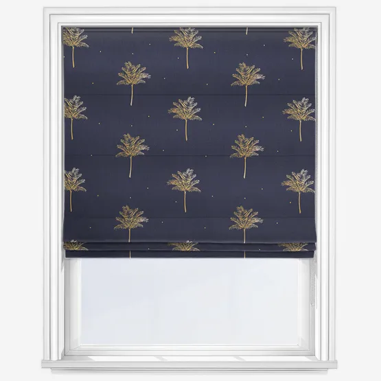 Sara Miller Small Palm Tree Navy Roman Blind