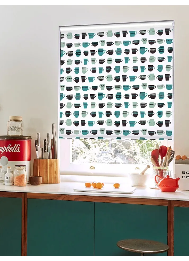 Teacups Aqua Roller Blind