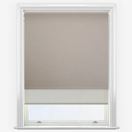 Double Roller Oxford Blackout Taupe & Natural Double Roller Blind