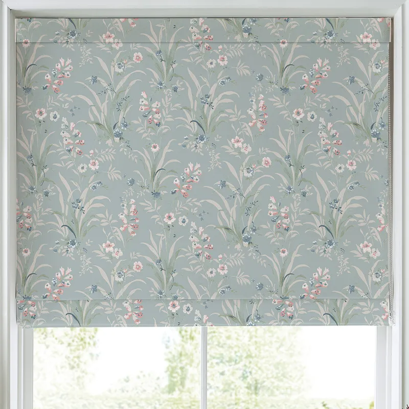 Laura Ashley Mosedale Posy Made To Measure Roman Blind Dark Duck Egg Blue