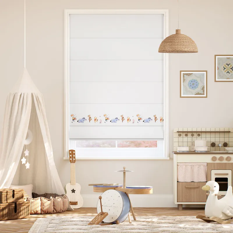 Christopher Robin Tales Border Cotton Roman Blind