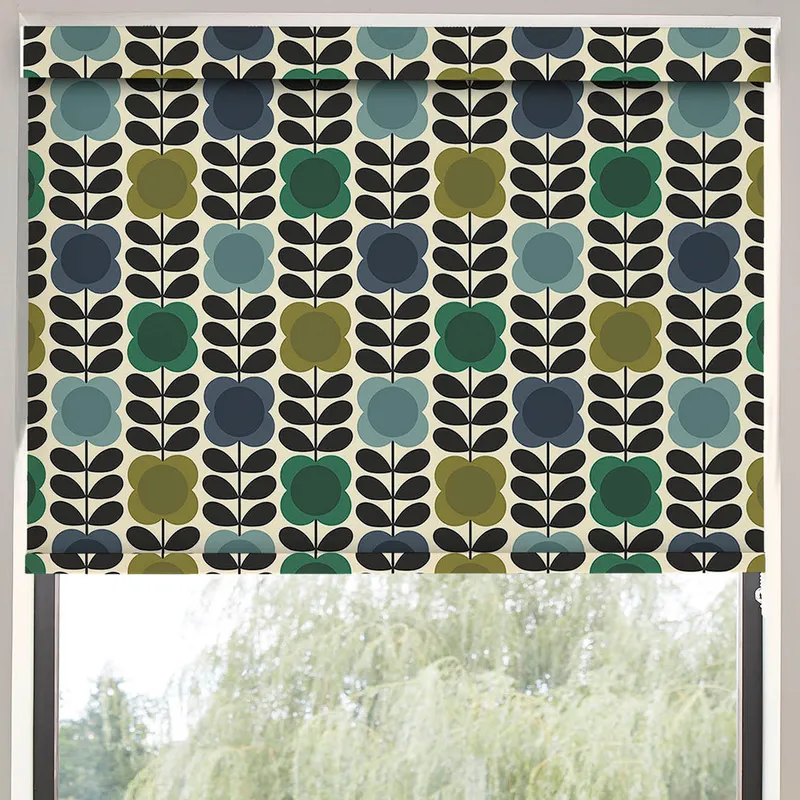 Orla Kiely Spot Flower Stem Translucent Made To Measure Roller Blind Blue Green