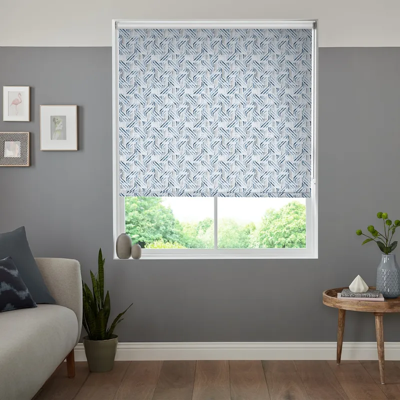 Insta Fit No Drill Simetric Blackout Navy Roller Blinds - Fit In 30 Se