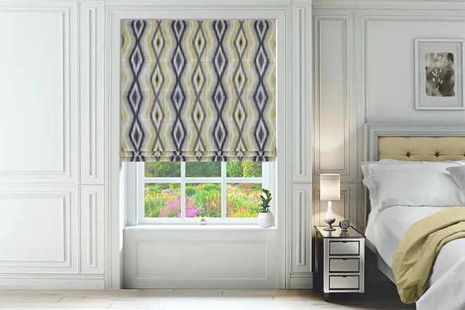Ikat Yellow - Patterned Roman Blind
