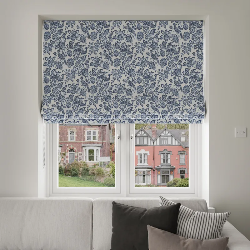 Laura Ashley Adain Palace Dark Seaspray Blue Blinds Uk