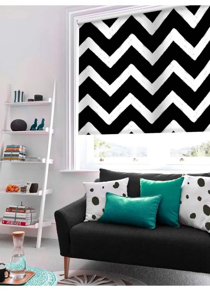 Chevron Black Roller Blind