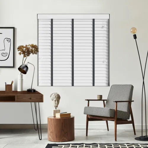Alina Wood Grain Faux Wood Blinds With Dusk Tape