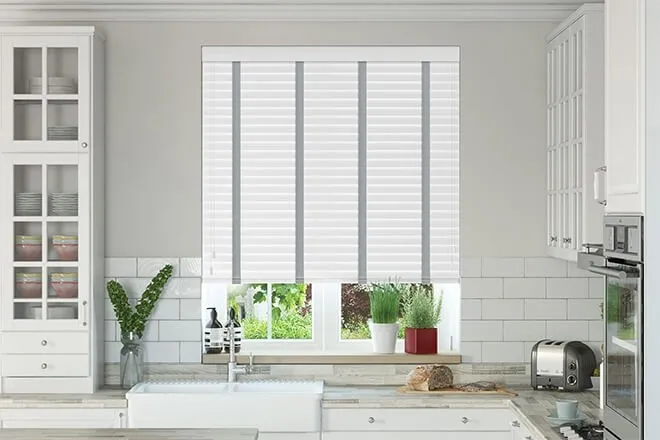 Charisma Bright White - Faux Wood Blind Steel Tape