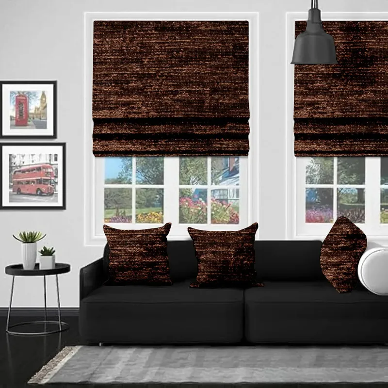 Eb Chenille Chocolate Roman Blind