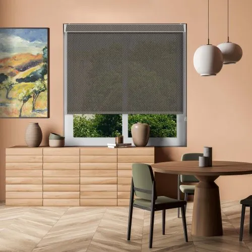 Dark Grey Sun Screen No Drill Roller Blind