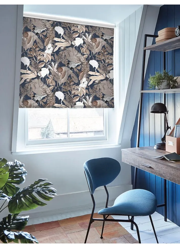 Oriental Aviary Marine Roller Blind By Boon &Amp; Blake