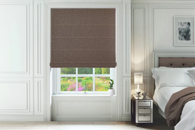 Collodi Brown - Herringbone Woven Roman Blind