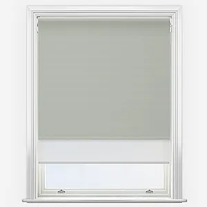 Supreme Blackout Mist Grey & White Double Roller Blind