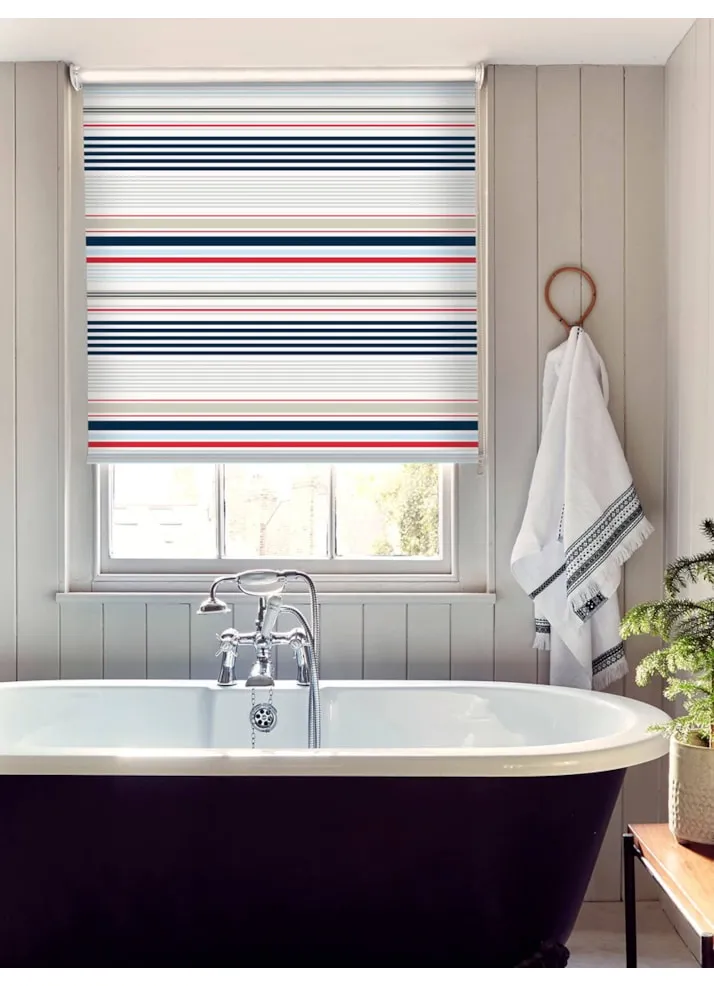 Sailor Stripe Navy And Red Roller Blind