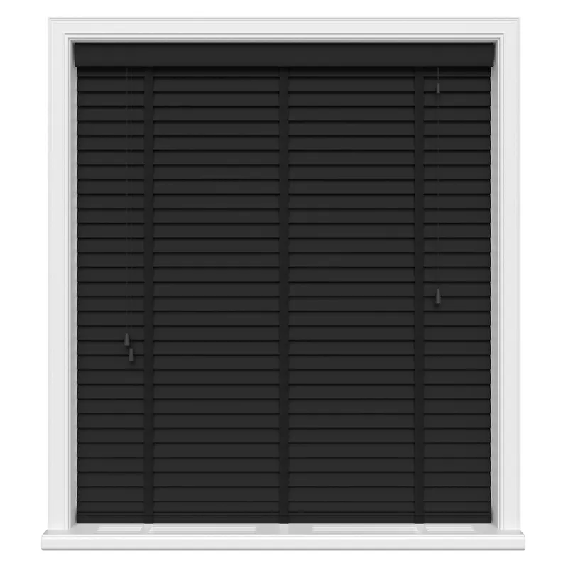 Carbon Black Real Wood With Tapes Blinds Uk