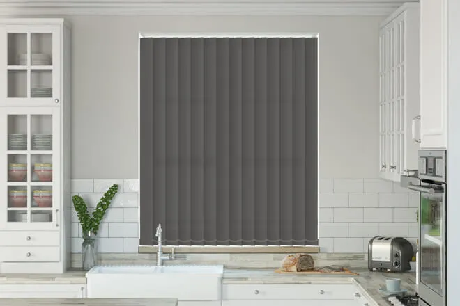Alpha Dark Grey - Fire Retardant & Moisture Resistant Vertical Blind