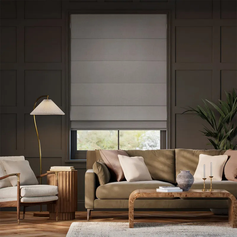 Remy Linen Mink Roman Blind
