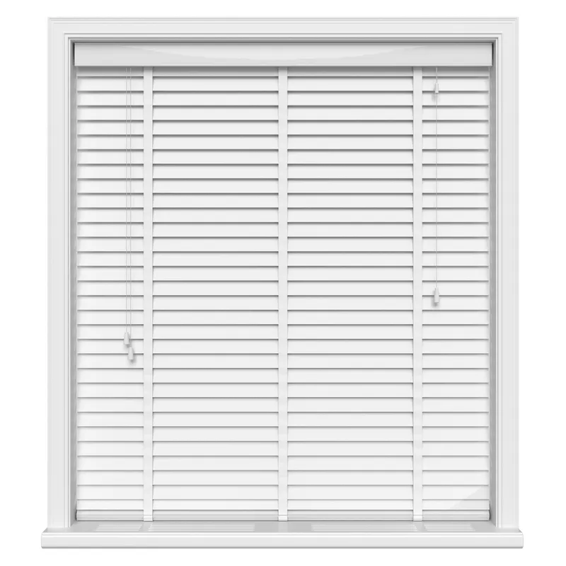 Gloss Pure White Real Wood With Cotton Tapes Blinds Uk